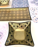 Tris Cristalli Nero e Foglia Oro decorati a Mano