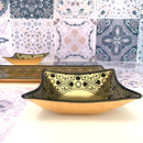 Tris Cristalli Nero e Foglia Oro decorati a Mano