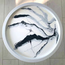 Tavolino 50cm Marmorizzato Lucido Bianco e Nero (Made in Italy)