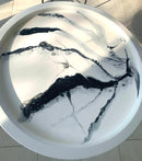 Tavolino 50cm Marmorizzato Lucido Bianco e Nero (Made in Italy)