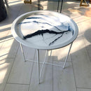 Tavolino 50cm Marmorizzato Lucido Bianco e Nero (Made in Italy)