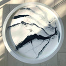 Tavolino 50cm Marmorizzato Lucido Bianco e Nero (Made in Italy)