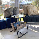 Tavolino Portariviste Marmorizzato Bianco e Oro (Made in Italy)