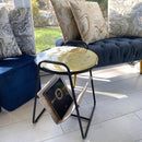 Tavolino Portariviste Marmorizzato Bianco e Oro (Made in Italy)