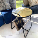 Tavolino Portariviste Marmorizzato Bianco e Oro (Made in Italy)