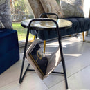 Tavolino Portariviste Marmorizzato Bianco e Oro (Made in Italy)