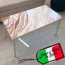 Tavolino da Caffè 90x45 Marmorizzato Rosegold con Cristalli Argento (Made in Italy)