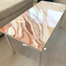 Tavolino da Caffè 90x45 Marmorizzato Rosegold con Cristalli Argento (Made in Italy)