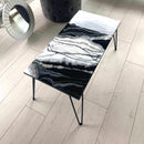 Tavolino di Lusso 90cm Marmorizzato con Brillanti Argento (Made in Italy)