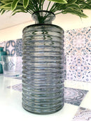 Vaso Bottiglia in Cristallo Lavorato Grigio Perla