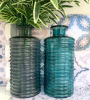 Vaso Bottiglia in Cristallo Lavorato Grigio Perla