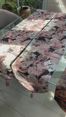 Coppia di Runner Foglie nero, Rosa Lucido e Grigio Perla - 180 cm