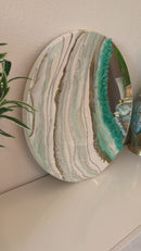 Specchio di Lusso 60cm con Marmorizzazione lucida Bianco, Oro e Pietre Tiffany (Made in Italy)