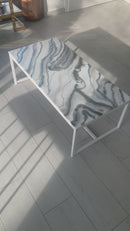 Tavolino Bianco e Argento 100 cm (Made in Italy)