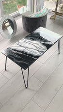 Tavolino di Lusso 90cm Marmorizzato con Brillanti Argento (Made in Italy)