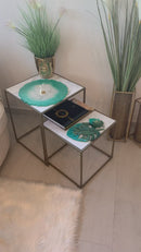 Coppia di Foglie Decorative Verde, Tiffany e Foglia Oro (Made in Italy)