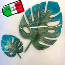 Coppia di Foglie Decorative Verde, Tiffany e Foglia Oro (Made in Italy)