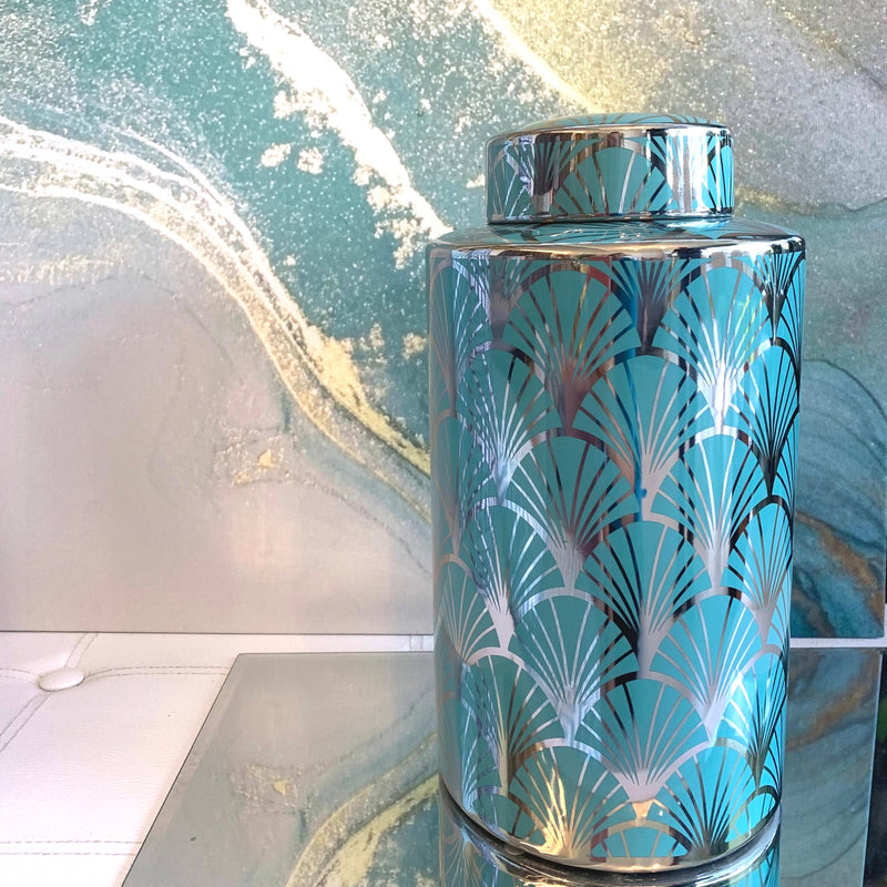 Giara Acquamarina e Argento Specchiato Grande - [L] - Edizione Limitata