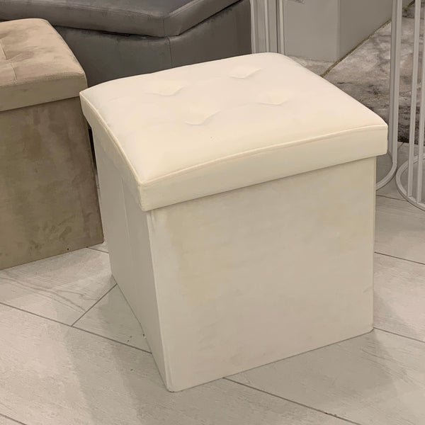 Pouf Contenitore in Velluto (color Bianco) 40x40
