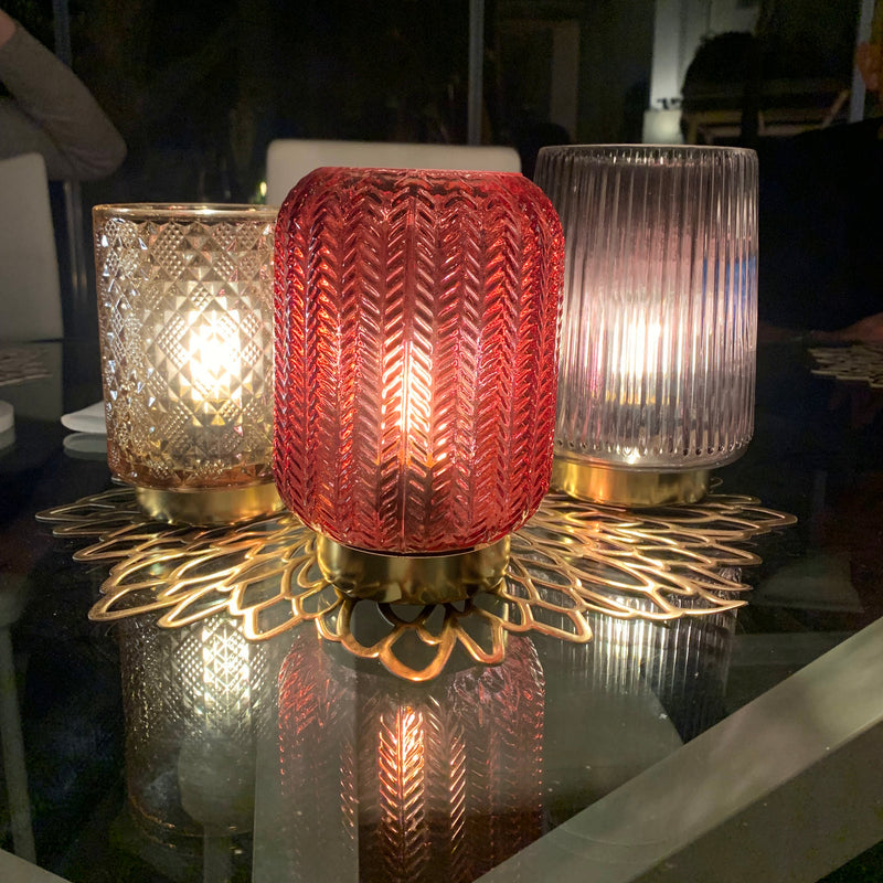 Lampada a Batterie in Vetro SOFFIATO Grigio Perla