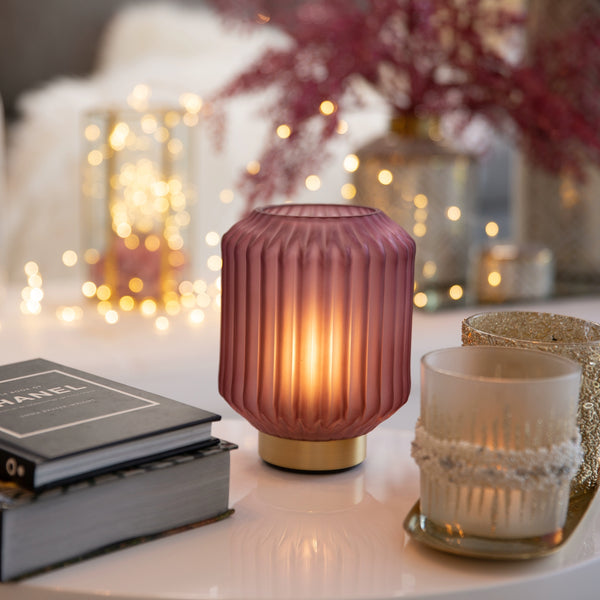 Lampada a Batterie  in Vetro SOFFIATO Satinato Fuxia [M]