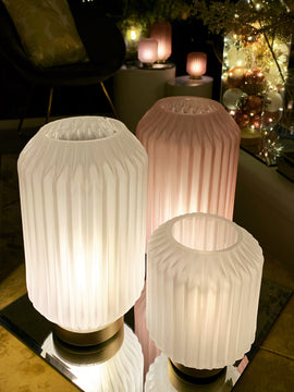 Lampada a Batterie in Vetro SOFFIATO Satinato Bianco [M]