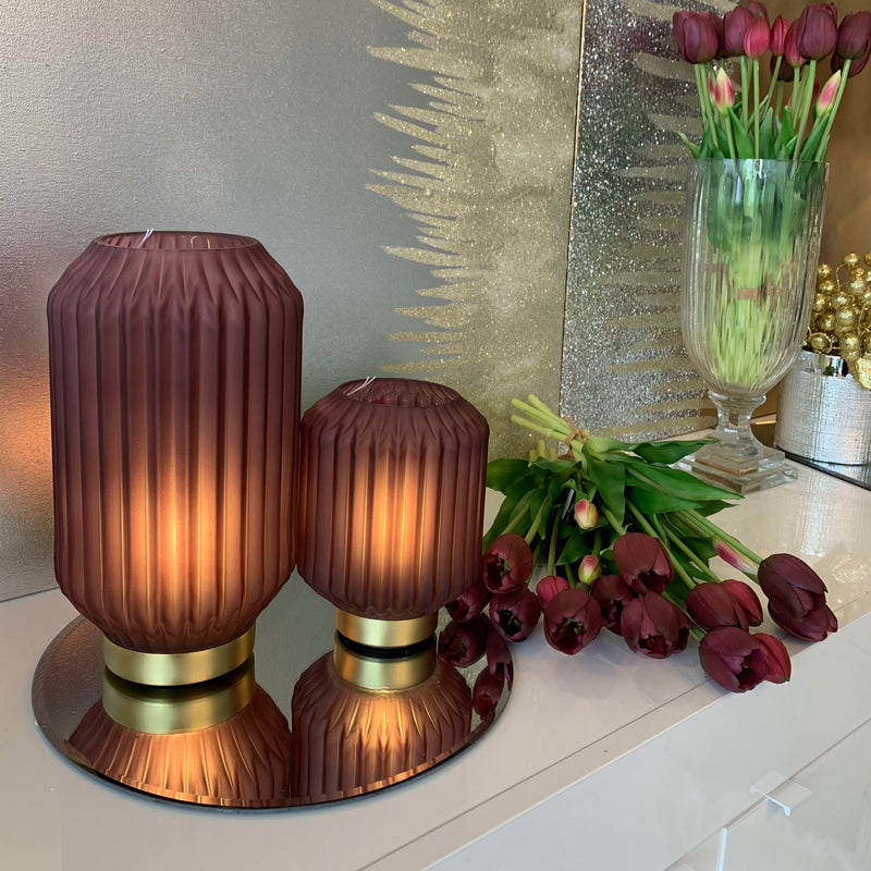 Lampada a batterie in Vetro SOFFIATO Satinato Viola [M]