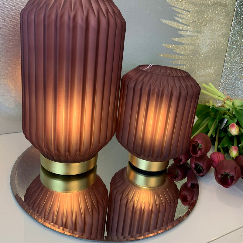 Lampada a batterie in Vetro SOFFIATO Satinato Viola [M]