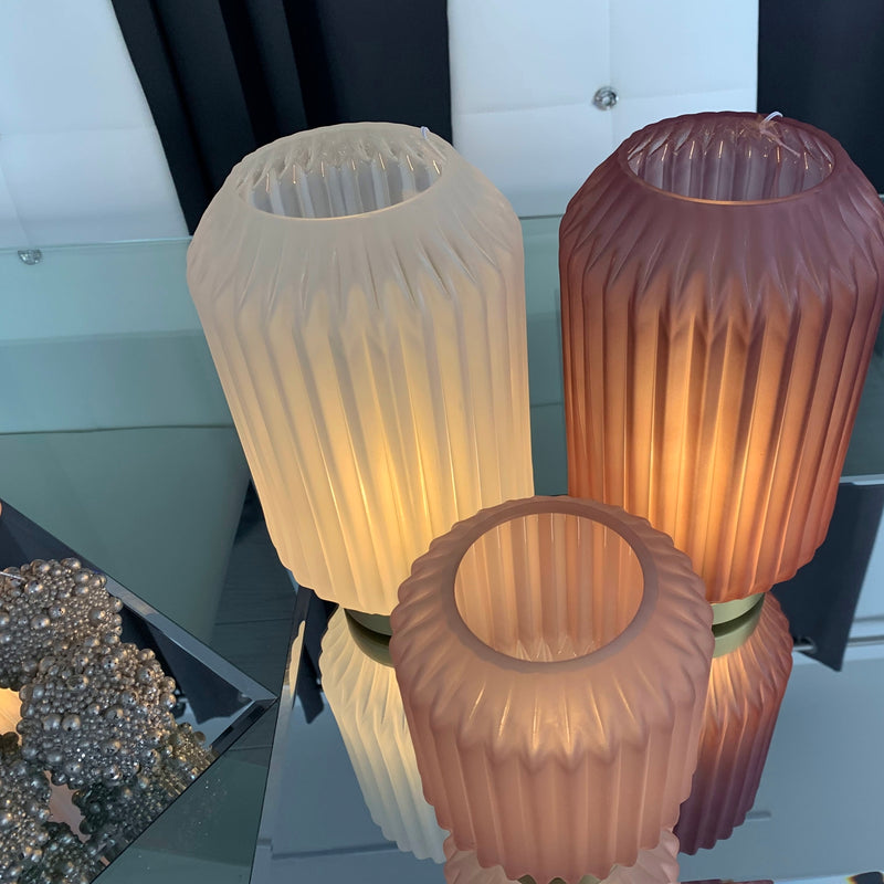 Lampada a Batterie in Vetro SOFFIATO Satinato Fuxia [L]