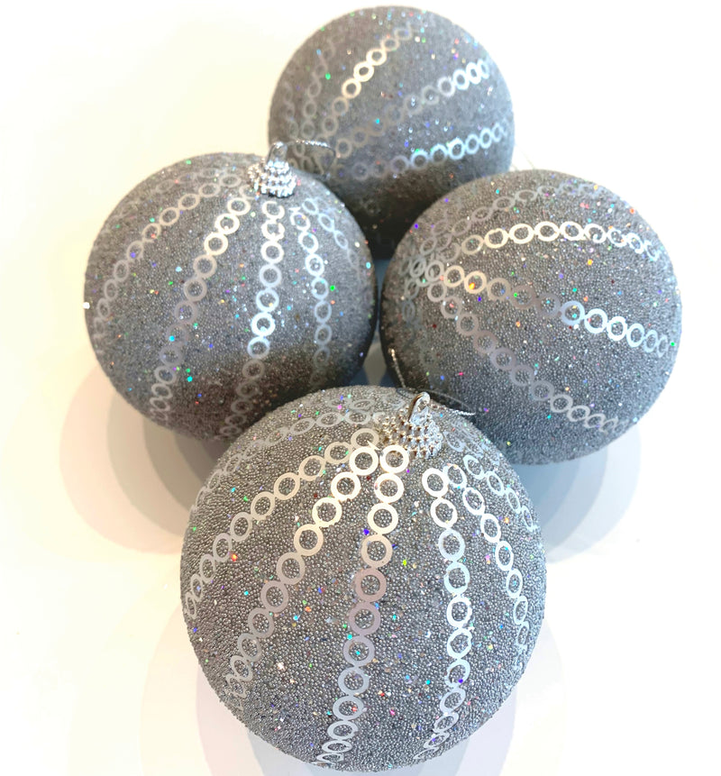 Set 4 Palle Argento - 10 cm