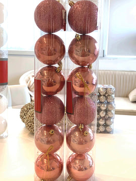 Set 12 Palle Rame e Rosegold 7cm