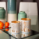 Coppia Paralumi Bianco e Oro in metallo verniciato