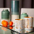 Coppia Paralumi Bianco e Oro in metallo verniciato