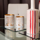 Coppia Paralumi Bianco e Oro in metallo verniciato