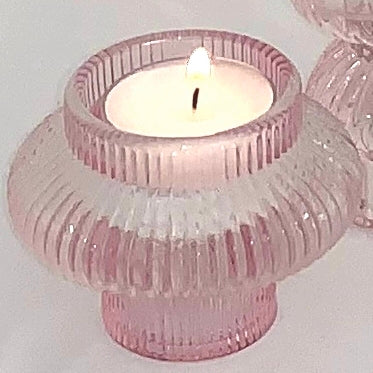 Porta Candela Vetro Rosa