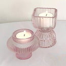 Porta Candela 2 lati vetro rosa