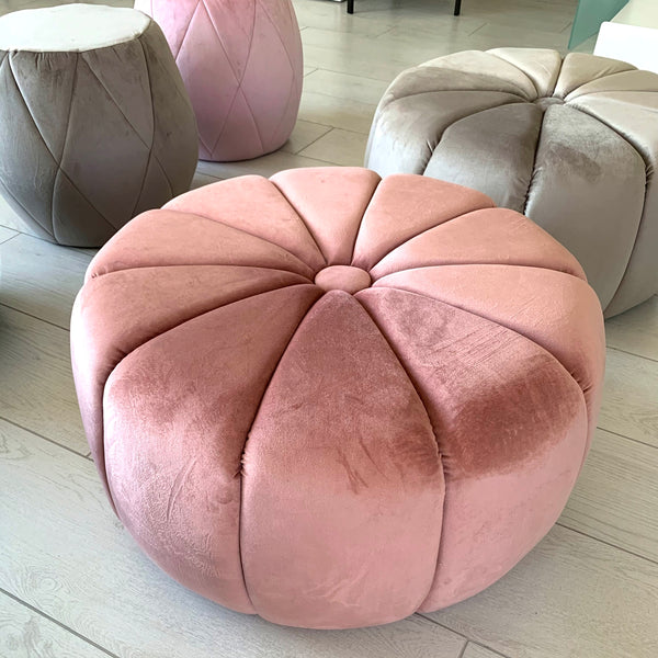 Pouf FIORE in Vellutino Rosa Antico 60 cm - EDIZIONE LIMITATA!