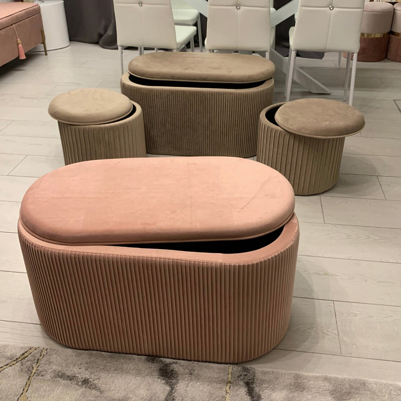 Pouf Ovale Contenitore in Velluto Rosa Antico - EDIZIONE LIMITATA!