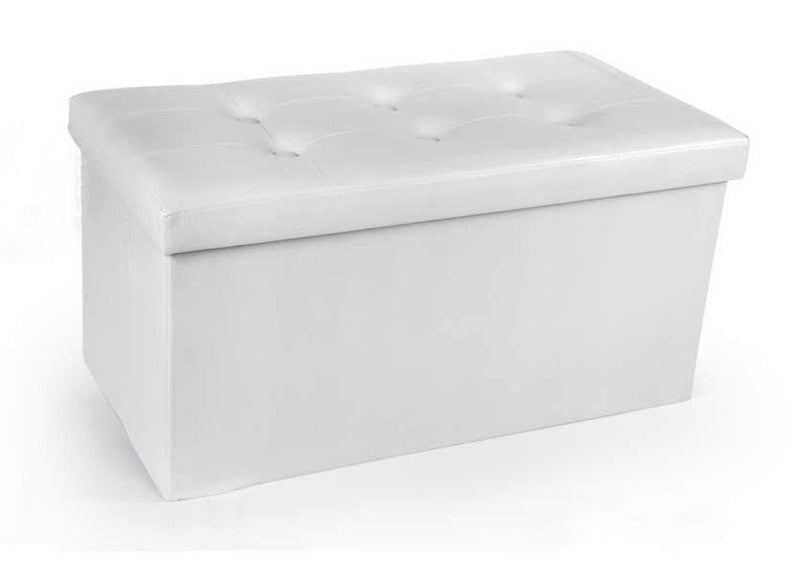 Pouf Contenitore/Cassapanca in Velluto (color Bianco) 80x40