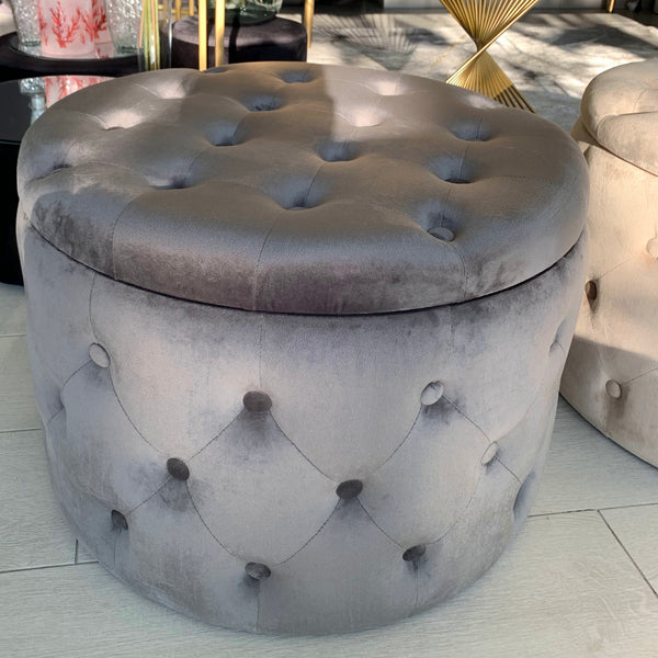 Pouf Capitonnè Contenitore 60 cm GRIGIO PERLA