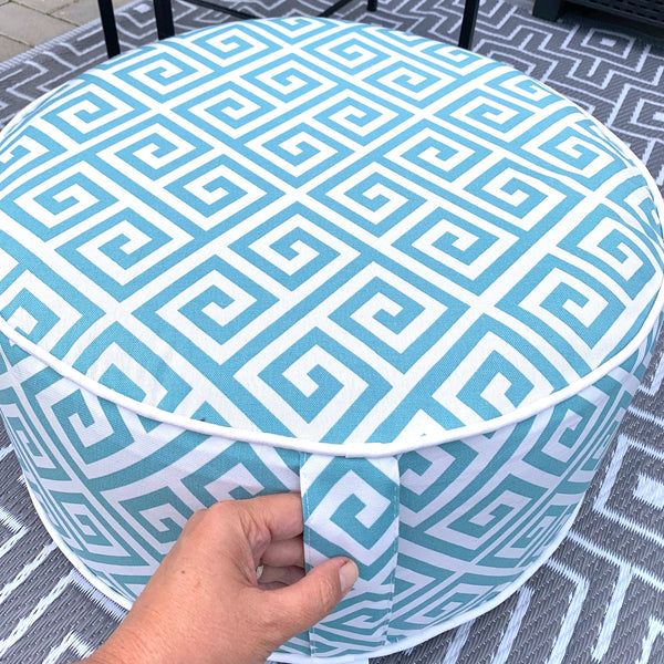 Pouf da Esterno Greca Acquamarina 53cm