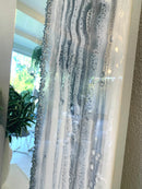 Specchio di Lusso 90x45 con marmorizzazione lucida bianco, argento, pietre e brillanti (Made in Italy)