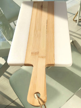 Tagliere Marmo Bianco e Legno Naturale