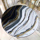 Tavolino 55cm Marmorizzato Lucido Bianco, Nero e Oro (Made in Italy)