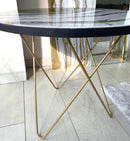 Tavolino 55cm Marmorizzato Lucido Bianco, Nero e Oro (Made in Italy)