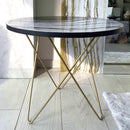 Tavolino 55cm Marmorizzato Lucido Bianco, Nero e Oro (Made in Italy)