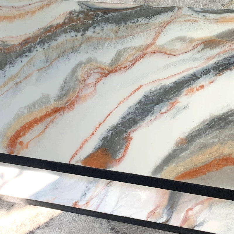 Tavolino di Lusso 90cm Marmorizzato con Specchi (Made in Italy)