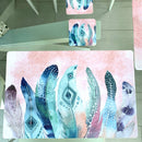 6 Tovagliette + Sottobicchieri PIUME COLORATE