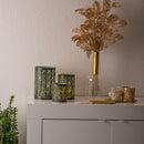 Tris Paralumi metallo verniciato verde con foglie intagliate