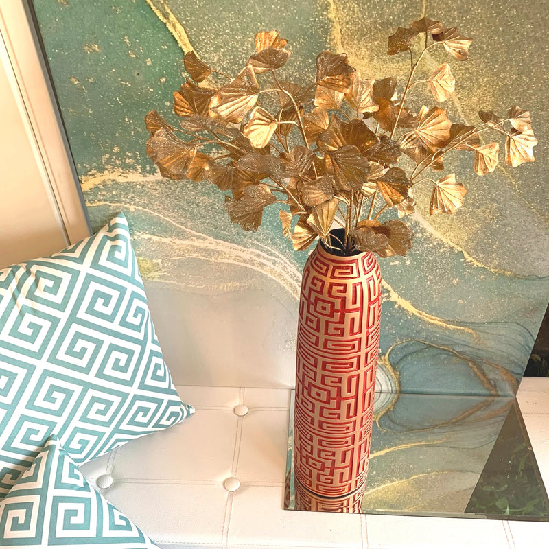 Vaso GRECA in Resina Rosso e Oro H.46 cm [Edizione Limitata]
